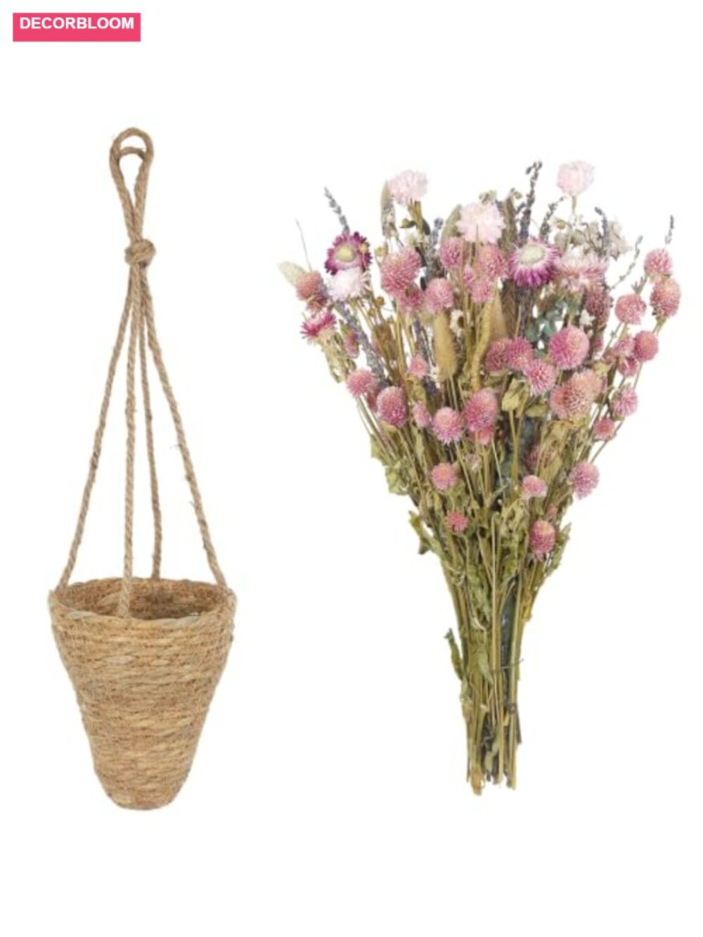 Natural Dried Flower Wicker Basket Wall Decor Front Door Hanging Planter